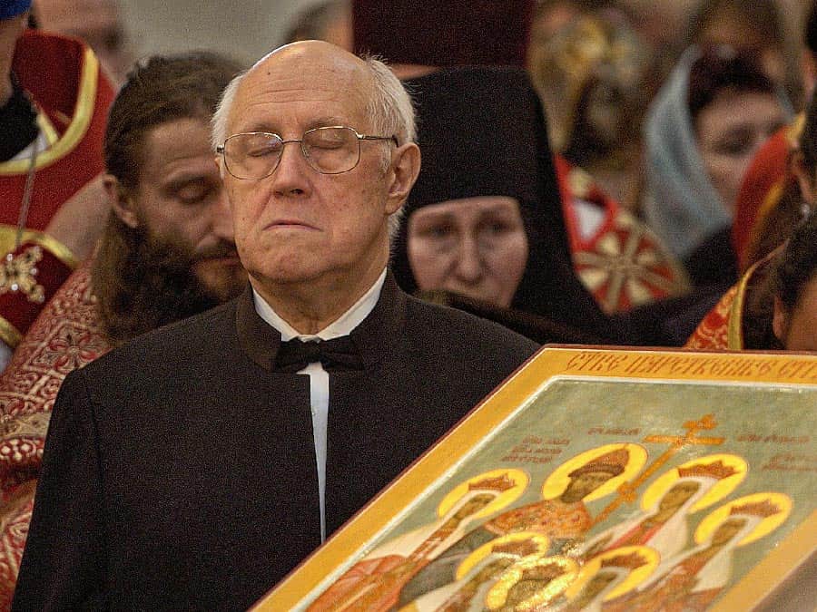 Музыкант Мстислав Ростропович в Храме на Крови в Екатеринбурге, 2003 год. Фото: Алексей Владыкин.